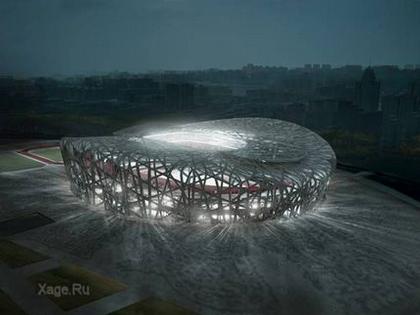 Национальный Олимпийский стадион в Пекине, также известный как "Птичье гнездо"